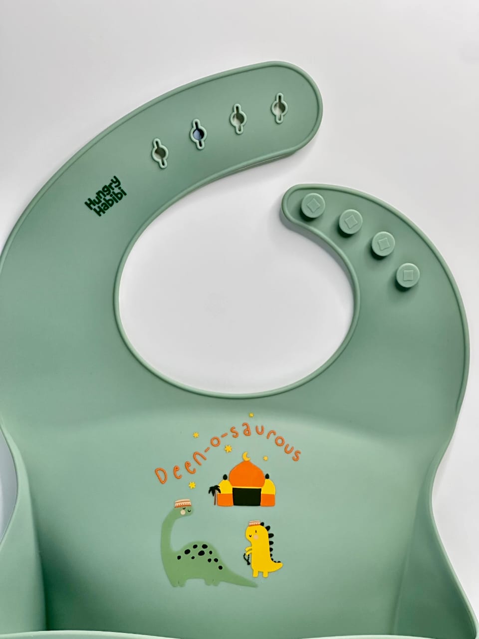 Weaning Set: Camel Shaped Bamboo Plate & Deen-O-Saurous Silicone Bib Eco-Friendly & BPA Free