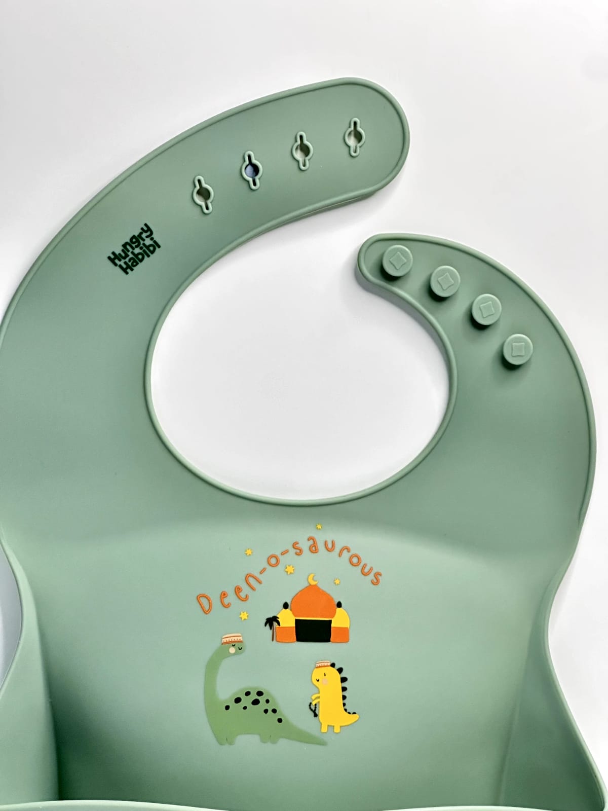Deen-o-saurous Silicone Bib – BPA-Free & Eco-Friendly Baby Bib Green