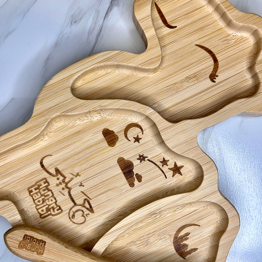 Camel Shaped Bamboo Toddler Plate & Bowl Set with Green Suction – Eco-Friendly & Fun