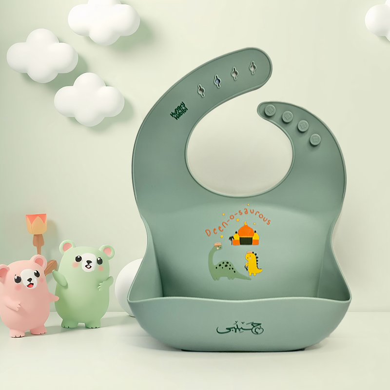 Deen-o-saurous Silicone Bib – BPA-Free & Eco-Friendly Baby Bib Green