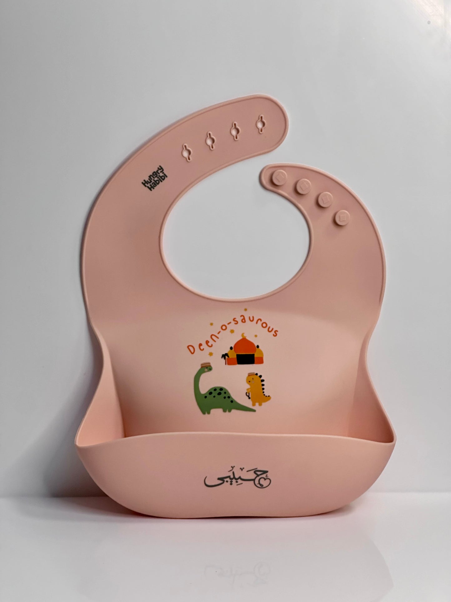 Deen-o-saurous Silicone Bib BPA-Free & Eco-Friendly Pink