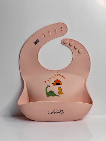 Deen-o-saurous Silicone Bib BPA-Free & Eco-Friendly Pink